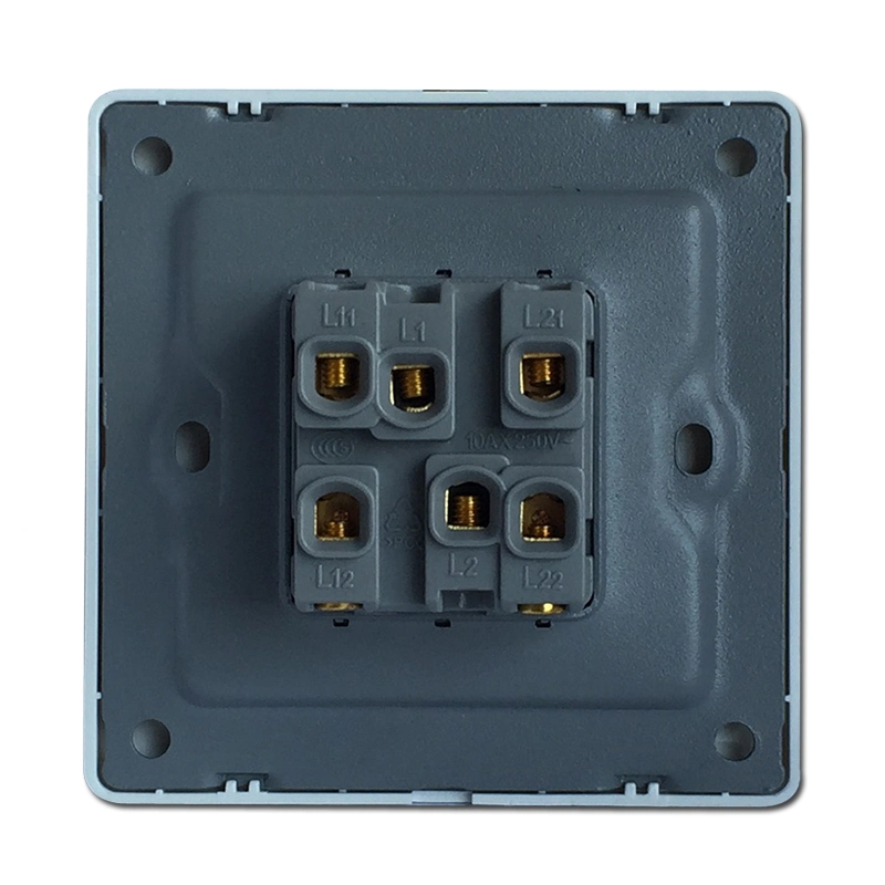 PC Plate Switch 10A 2gang 1way Wall Switch Plate Electric Wall Switch