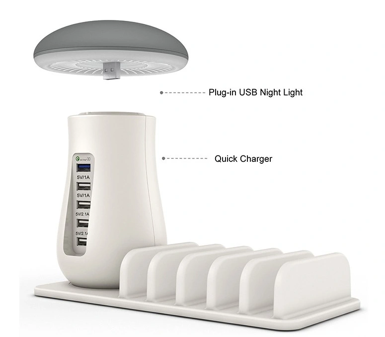 Mushroom Study Lamp Multi-Port Charger Table Bed Side Light