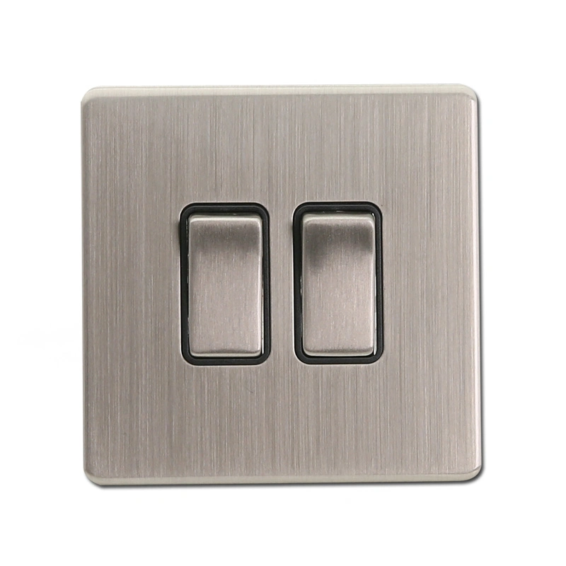 2 Gang Switch Sliver Color Metal Electrical Switch Wall Switch (EN303)