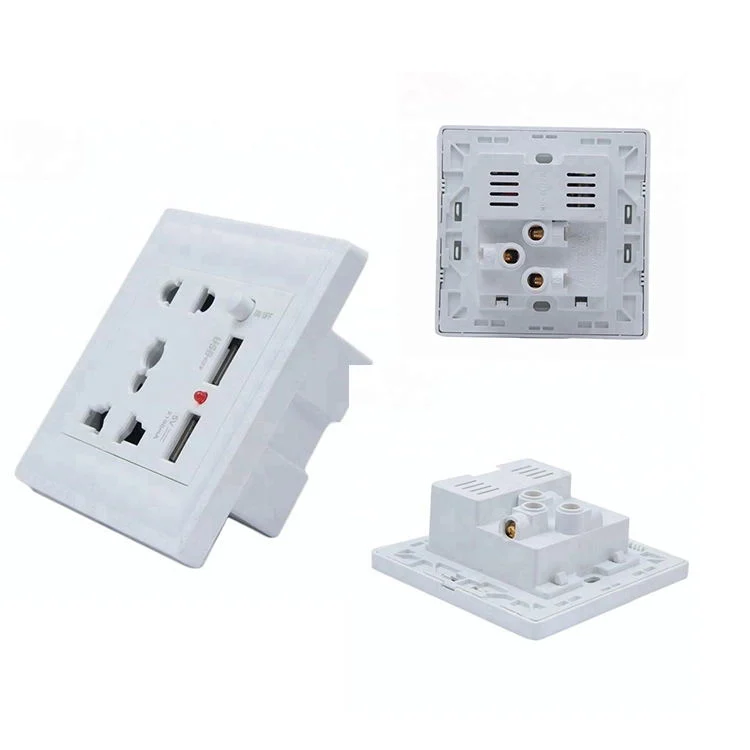 Bx-USB002 Wholesale 3-Pin Power Socket Wall Socket with USB Indoor Electrical Wall Socket