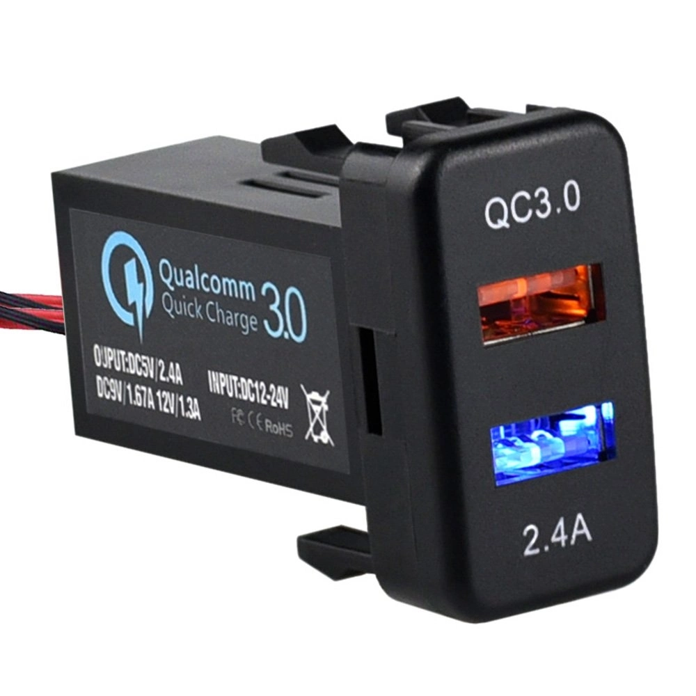 Quick Charge 3.0 & 2.4A for Toyota Car Dual USB Port Charger Socket