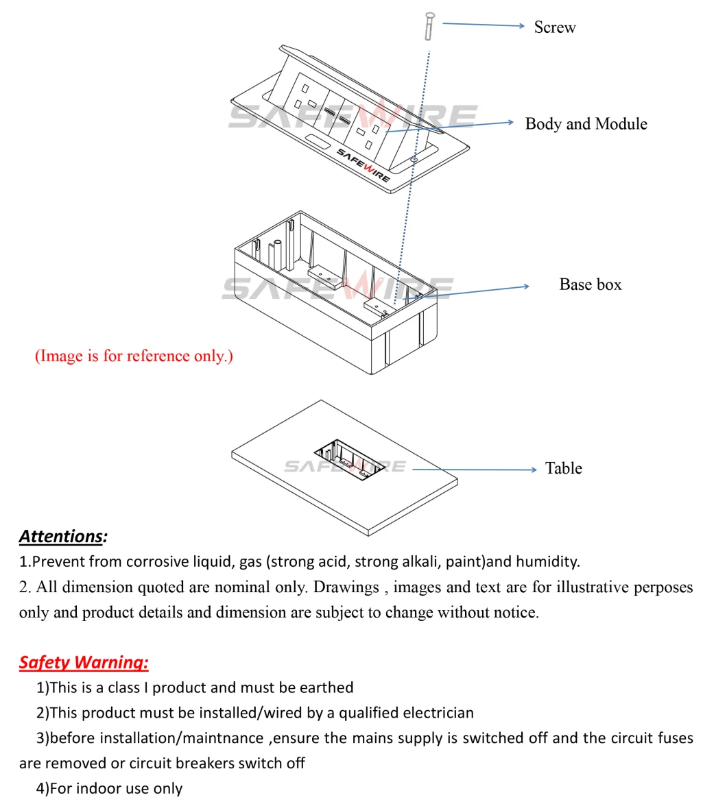 IEC60884 Standard Under Desk Modules /Table Socket Outlet /Power Outlet