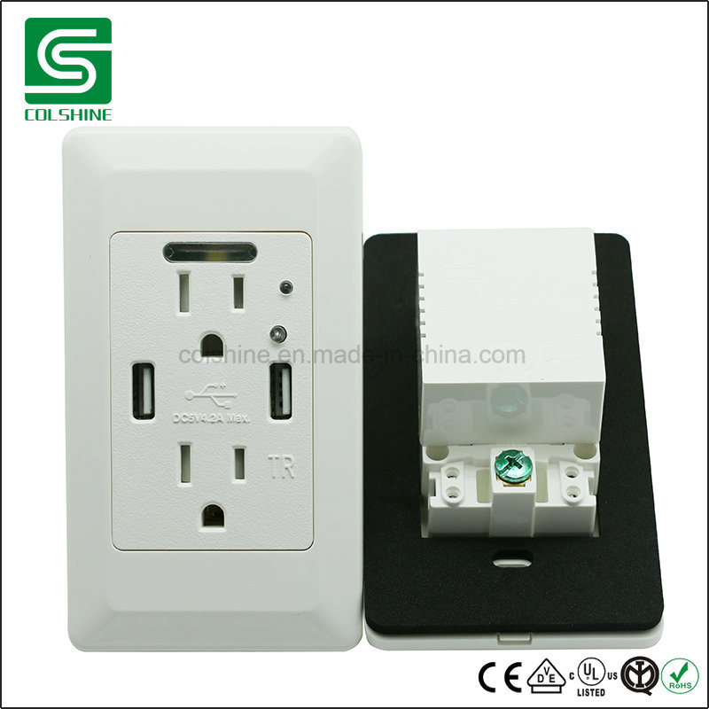 American Standard Duplex Electrical USB Wall Socket Outlet with ETL