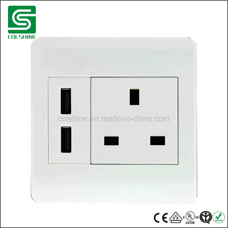 British Standard Electrical Wall Switch and Socket with USB Outlet