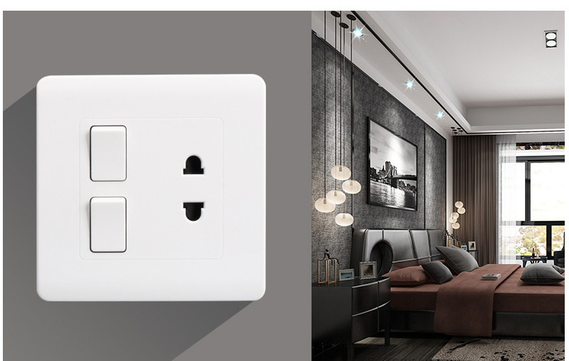 High Quality White Wall Electrical Light Switch and Power Socket Outlet Easy Insert