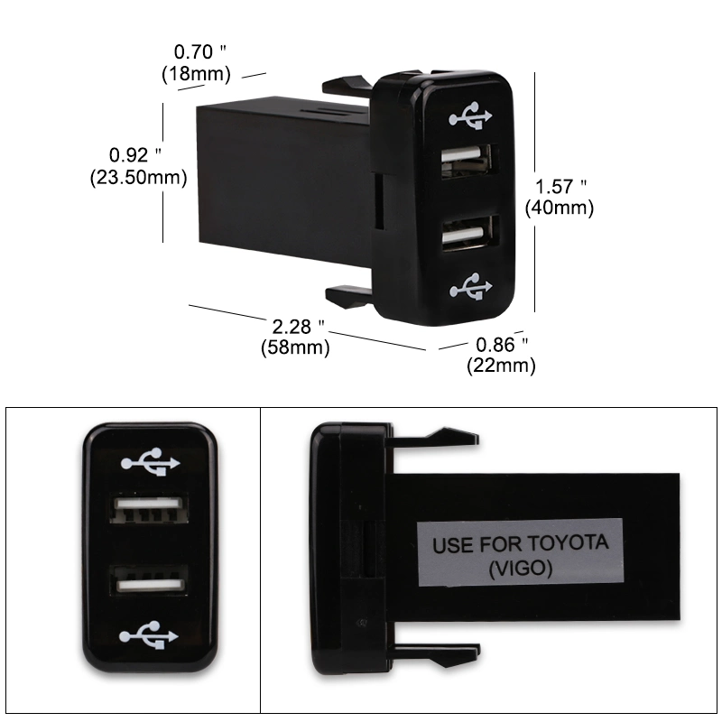 12V 4.2A USB Power Socket Car Charger for Toyota Vigo