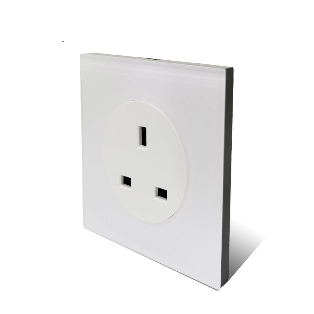 Crystal Glass Panel 13A UK Standard Wall Power Socket Outlet Grounded with Child Protective Lock