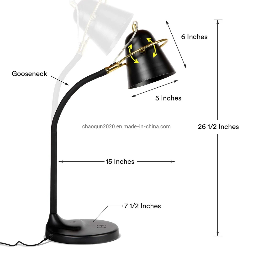 LED Desk Lamp with Qi Wireless Fast Charger USB Charging Port for Reading Office Hotel Bedside