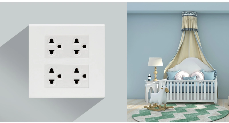 Big Plate 120*120mm Wall Duplex 6 Pin Electrical Power Socket Outlet for Thailand 250V 16A