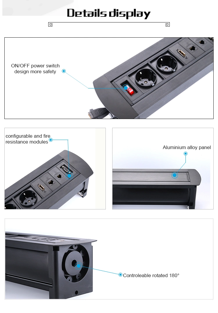 Conference Desktop Power Socket Data Flip up Outlet with Electrical Outlet Socket