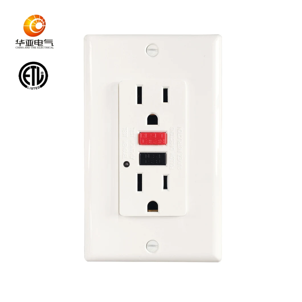 15A 125V American GFCI Receptacle Outlet with LED Light Indicator ETL Listed