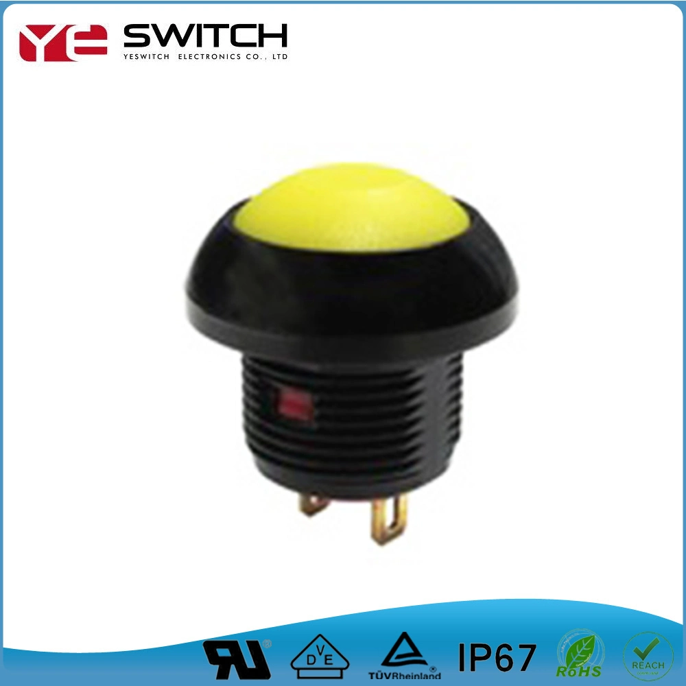 IP67 Waterproof Electrical Switches 12mm Mounting Dimension Momentary Push Button Switch