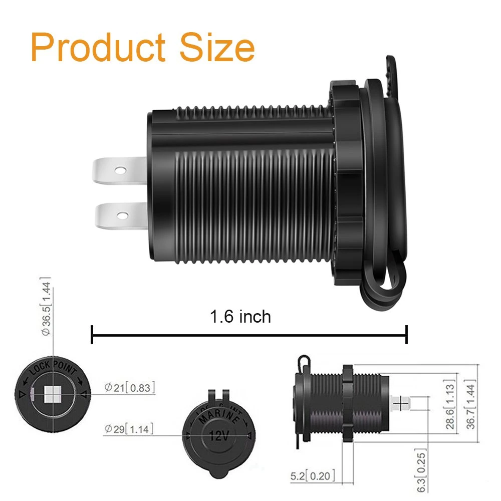 12V Lighter Socket Power Outlet Socket Receptacle Waterproof Plug
