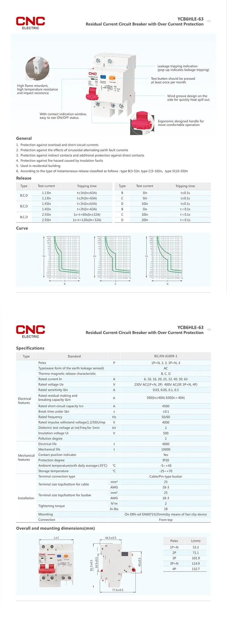 RCBO 20A 1p RCBO 20A RCBO 2 Pole