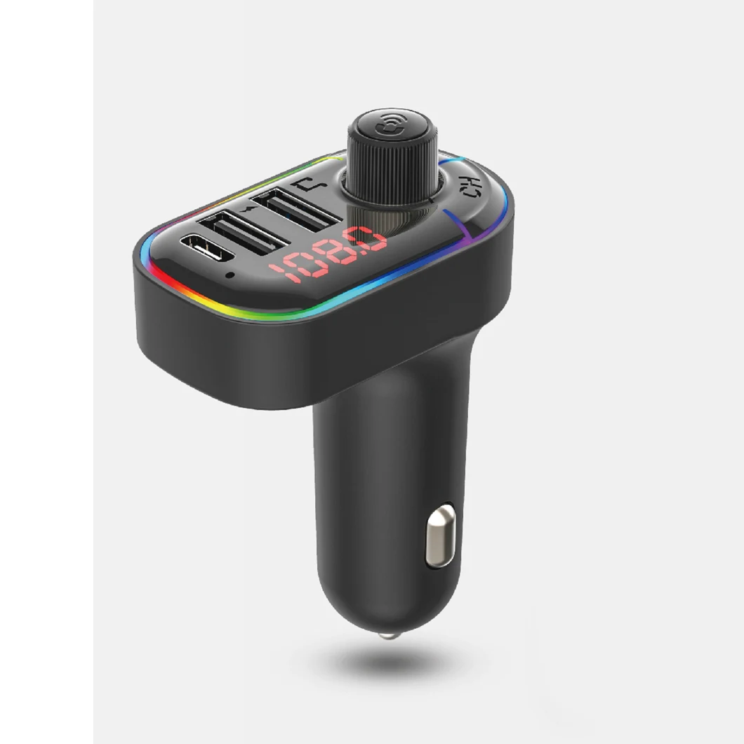Type C+Dual USB Port Mobile Charger on Car with Bluetooth FM Transmitter