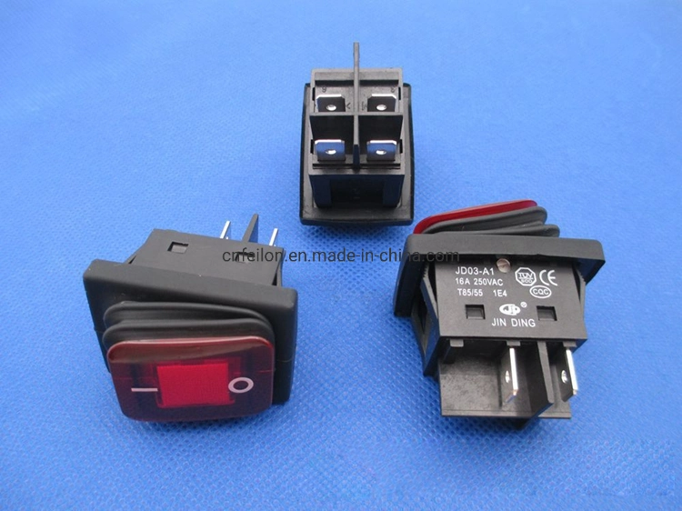 250V 10A 16A 4 Pin Waterproof Dustproof Big Current Rocker Switch Electrical on off Switch