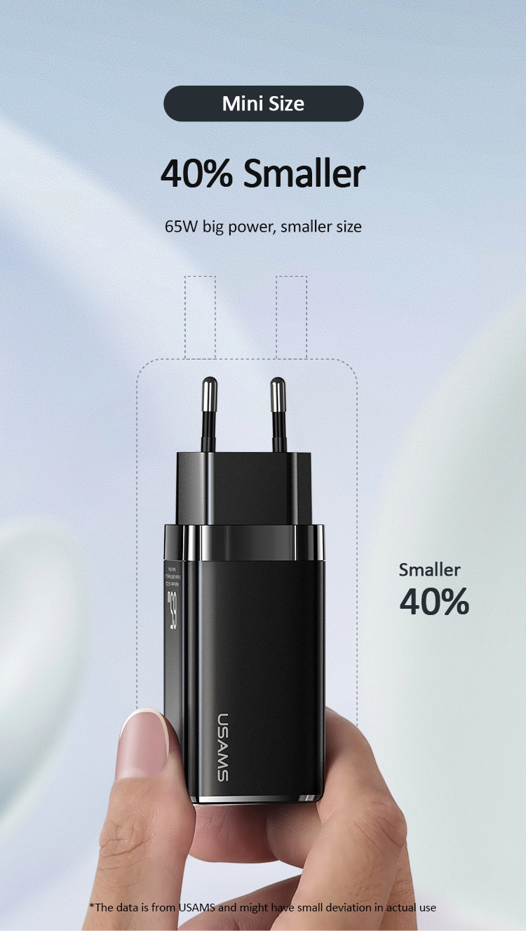 Usams GaN Pd Fast Charger with 3 Multi Port USB Fast Charging USB C Charger 65W