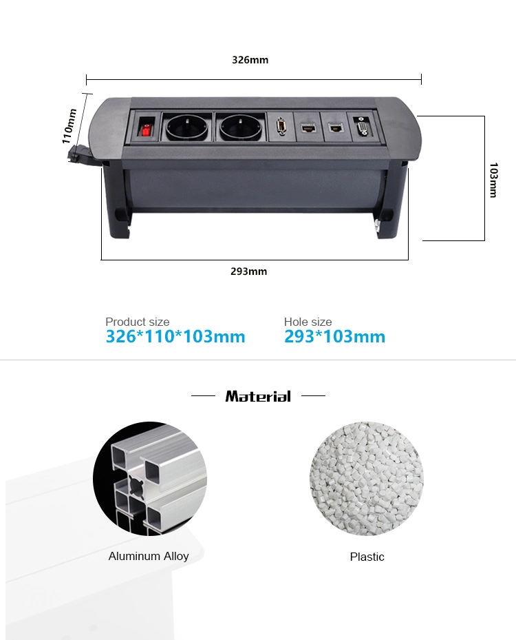 Desktop Manual Flip up Power Socket Desk Mounted Outlet Manual Flip up Power Outlet