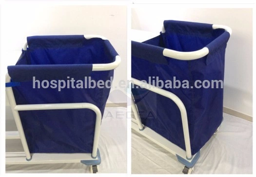 AG-Ss017b Powder Coating Steel Hospital Ward Room Linen Cleaning Movable Laundry Cart