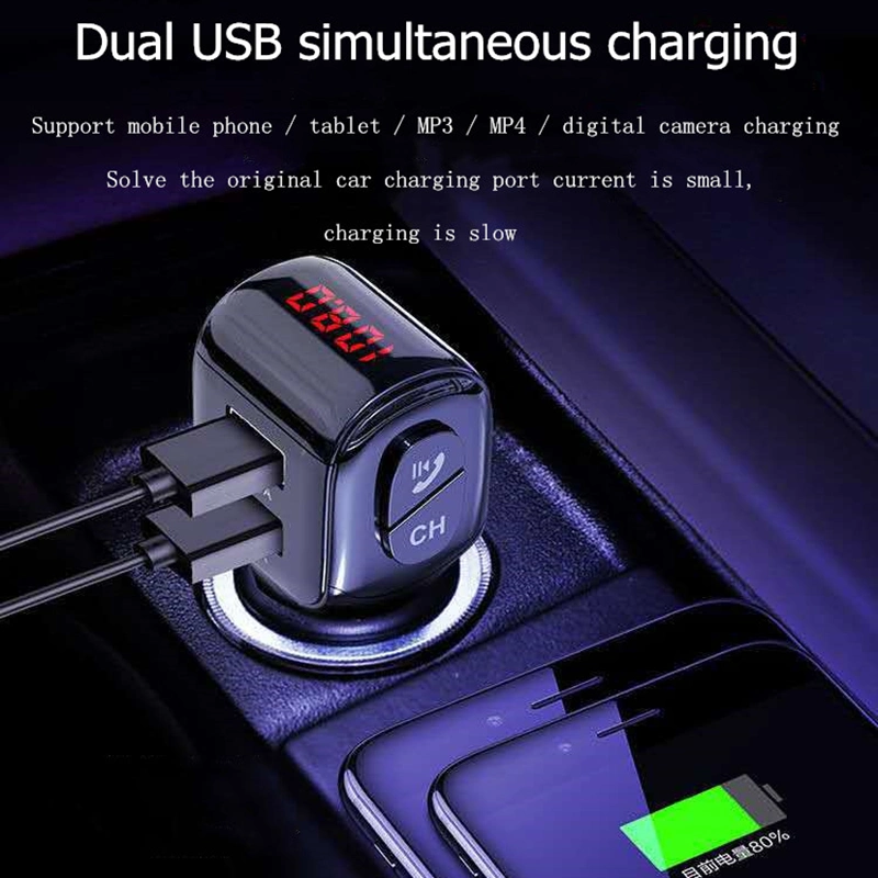 A01 Double USB Car Charger Bluetooth Car MP3 HiFi Player Fast Charger FM Transmitter Car Kit