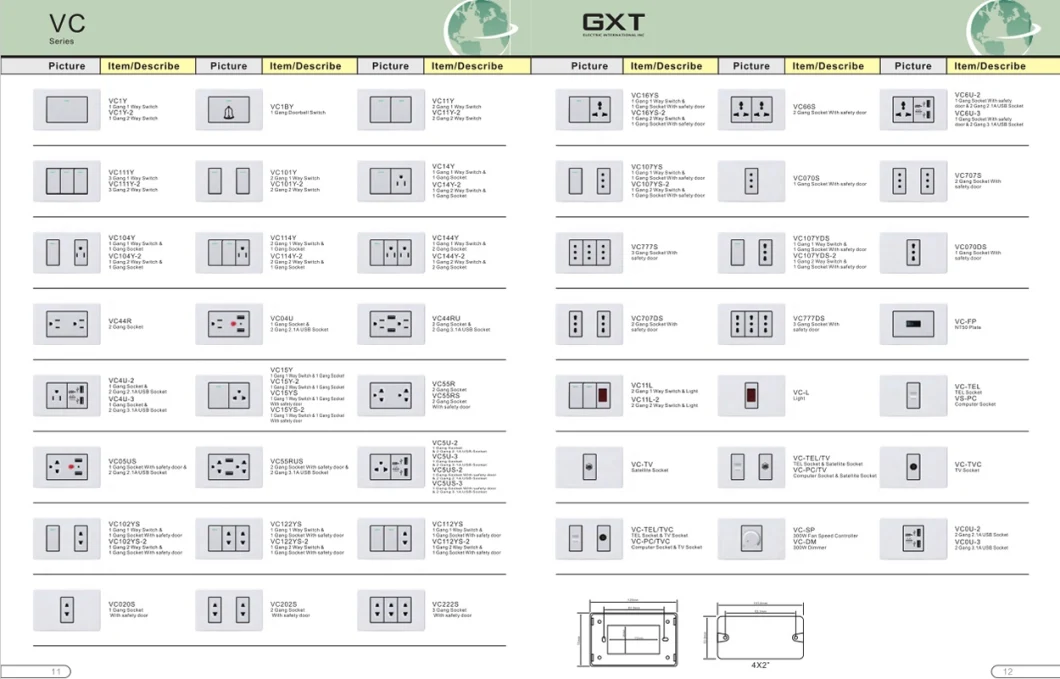 South American 6 Pins Wall Socket Outlet Easy to Install