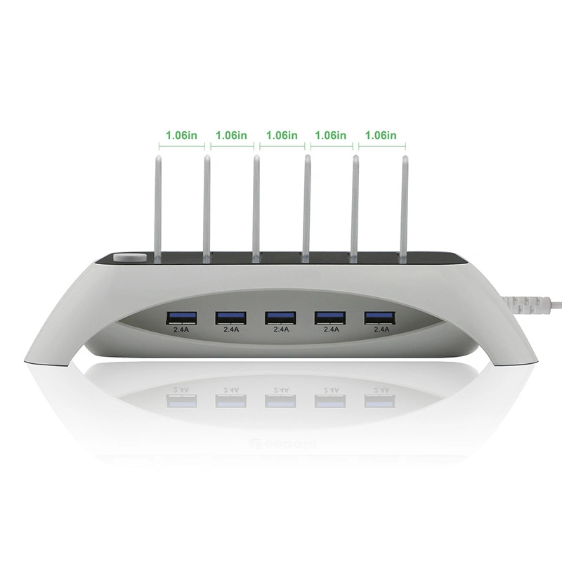 Multi-Port Charging Station 5-Port USB Charging Stand Smart USB Charger