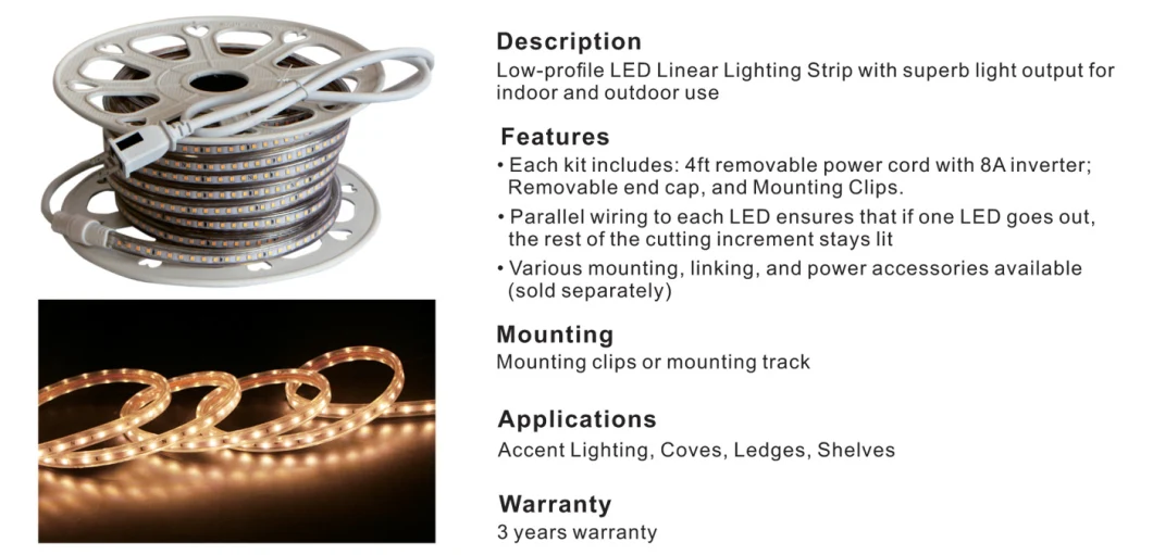 120V USA Standard LED Rope Light with ETL Certification and UL Standard