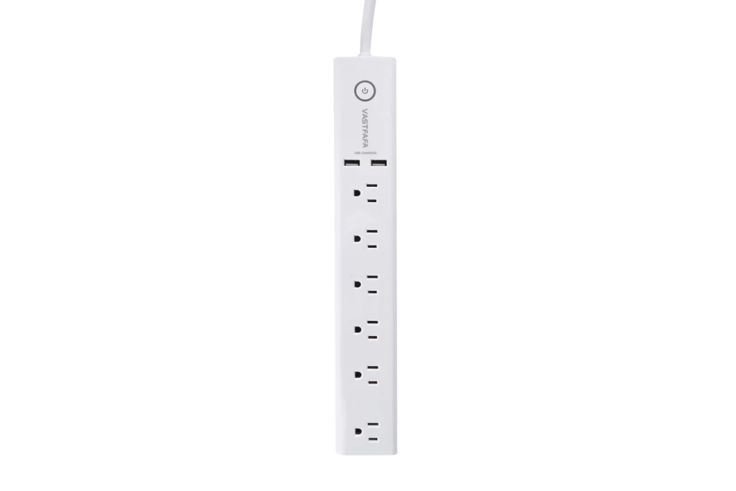 6-Outlet Mini Surge Protector Plug Power Socket with Dual USB Ports & Switch Socket