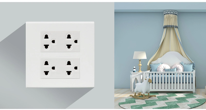 Big Plate 120*120mm Wall Duplex 6 Pin Electrical Socket Outlet for Thailand 250V 16A