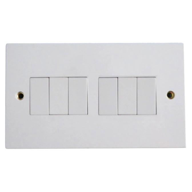 BS 6gang 1way 10A Electrical Push Button Light Wall Switch
