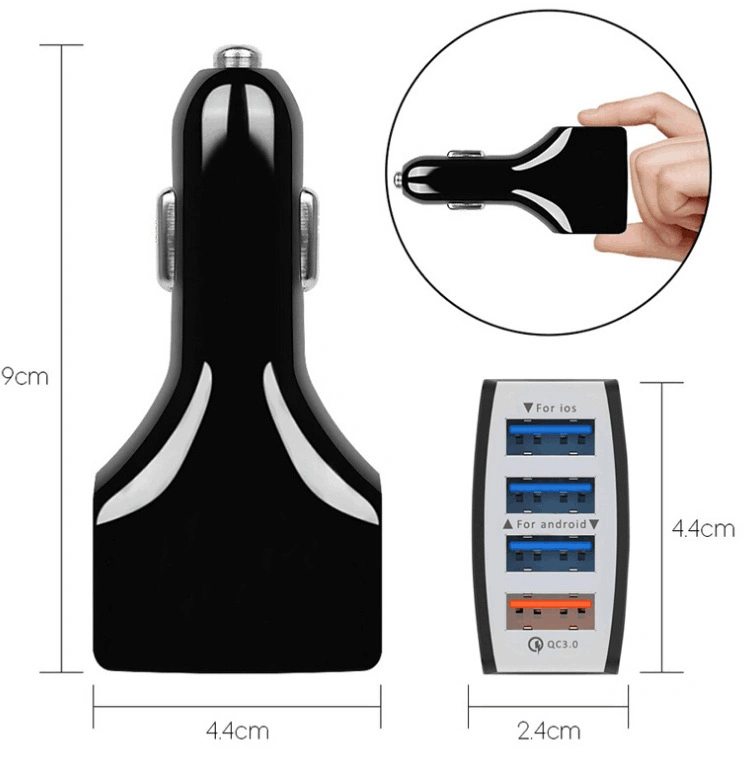 4 Port USB Charger Fast Charging QC3.0 Smart Car Charger