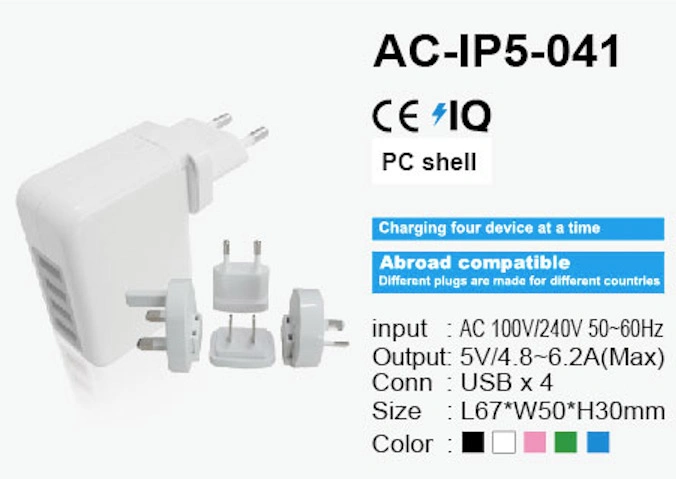 6.2A Dual USB Wall Charger OEM Logo Travel USB Adapter Us EU UK Au