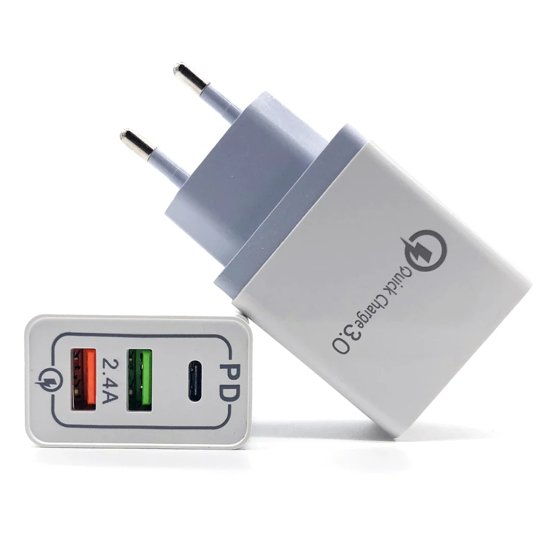 Quick Charge Dual Port and Type C USB Wall Charger for Mobile Phone Charger