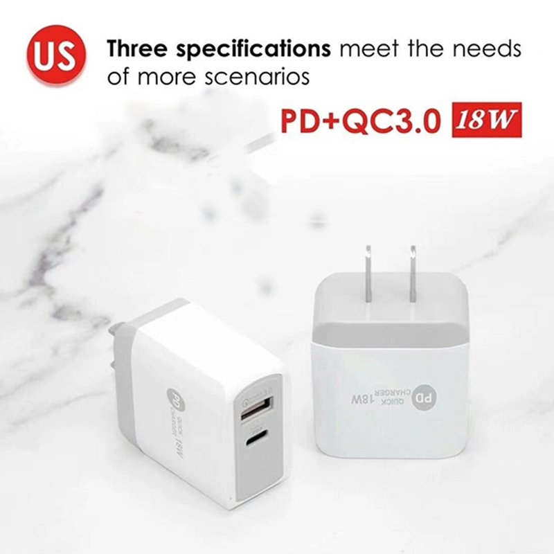 Pd 18W Dual Port USB C QC3.0 Quick Charge Type C Fast Charger