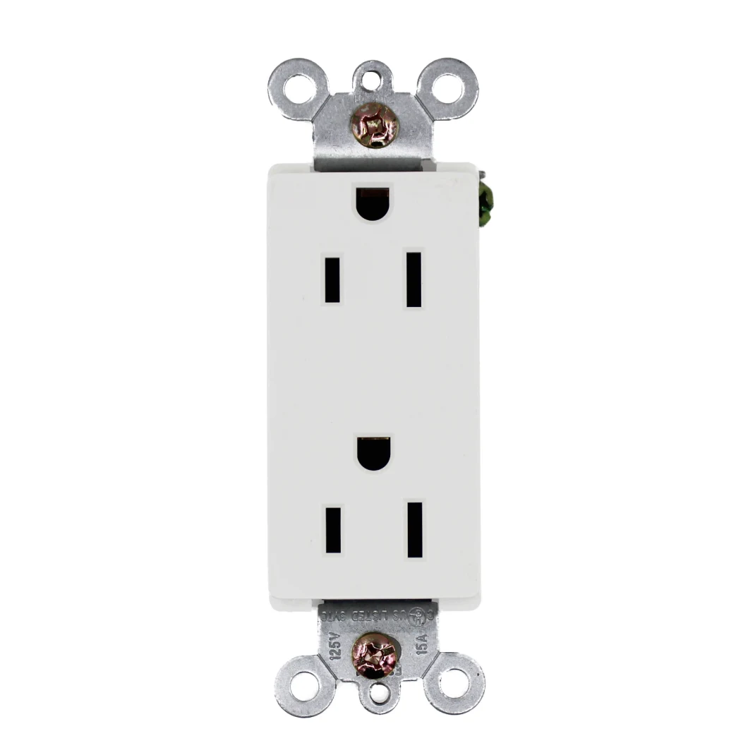 American 15A, 125volt, 2p, 3W Decora Plus Duplex Receptacle, Straight Blade, UL Listed