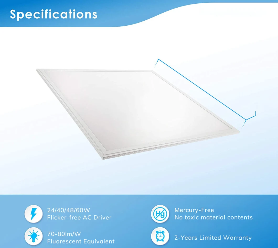 LED Flat Panel Light, 48W 4000K Bright White LED Drop Ceiling, 0-10V Dimmable Thin Edge Lit Panel Lamp, Easy to Install Lay in Fixture for Home and Offices