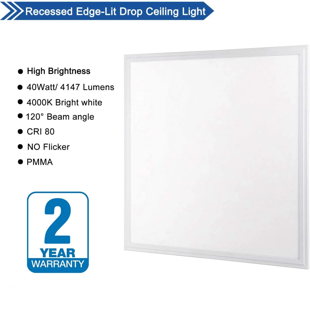 LED Flat Panel Light, 48W 4000K Bright White LED Drop Ceiling, 0-10V Dimmable Thin Edge Lit Panel Lamp, Easy to Install Lay in Fixture for Home and Offices