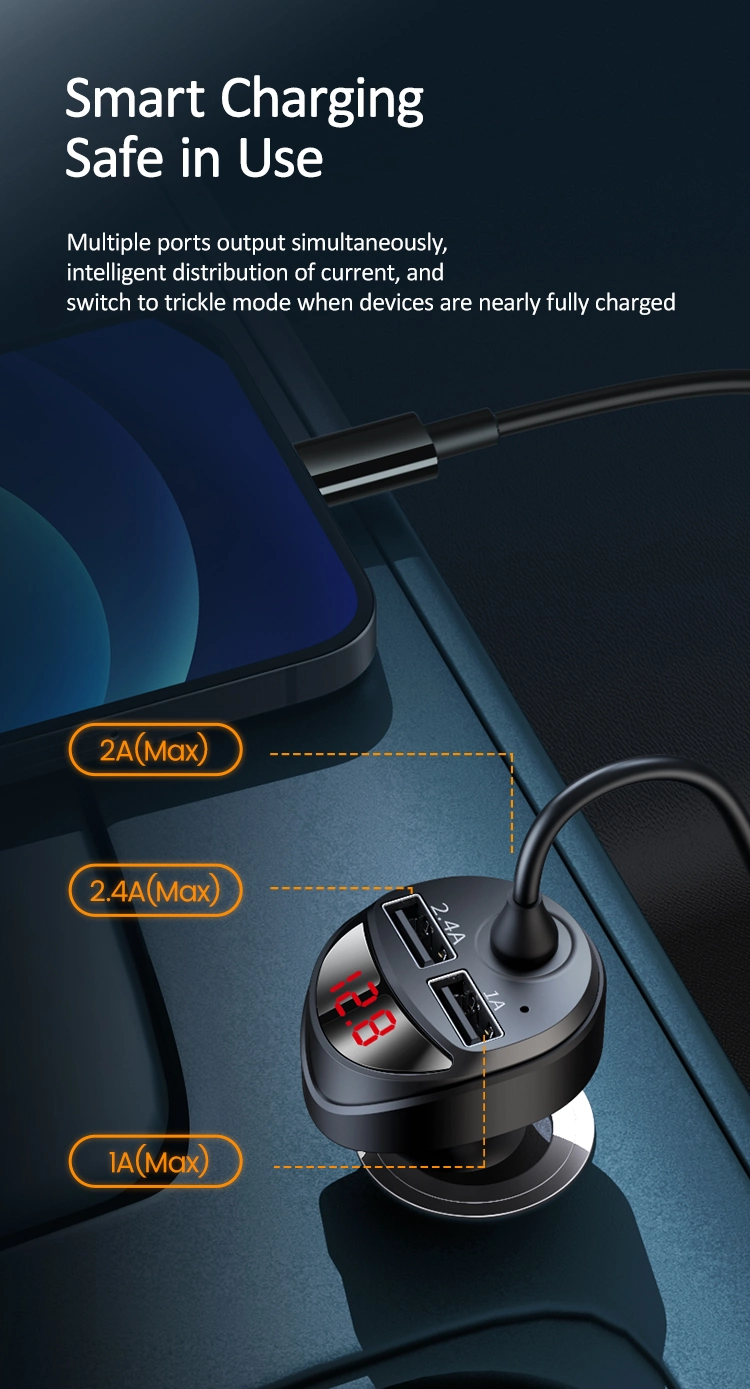 Usams USB Fast Charging 2 USB Port Quick Charger USB Car Charger for Mobile Phone