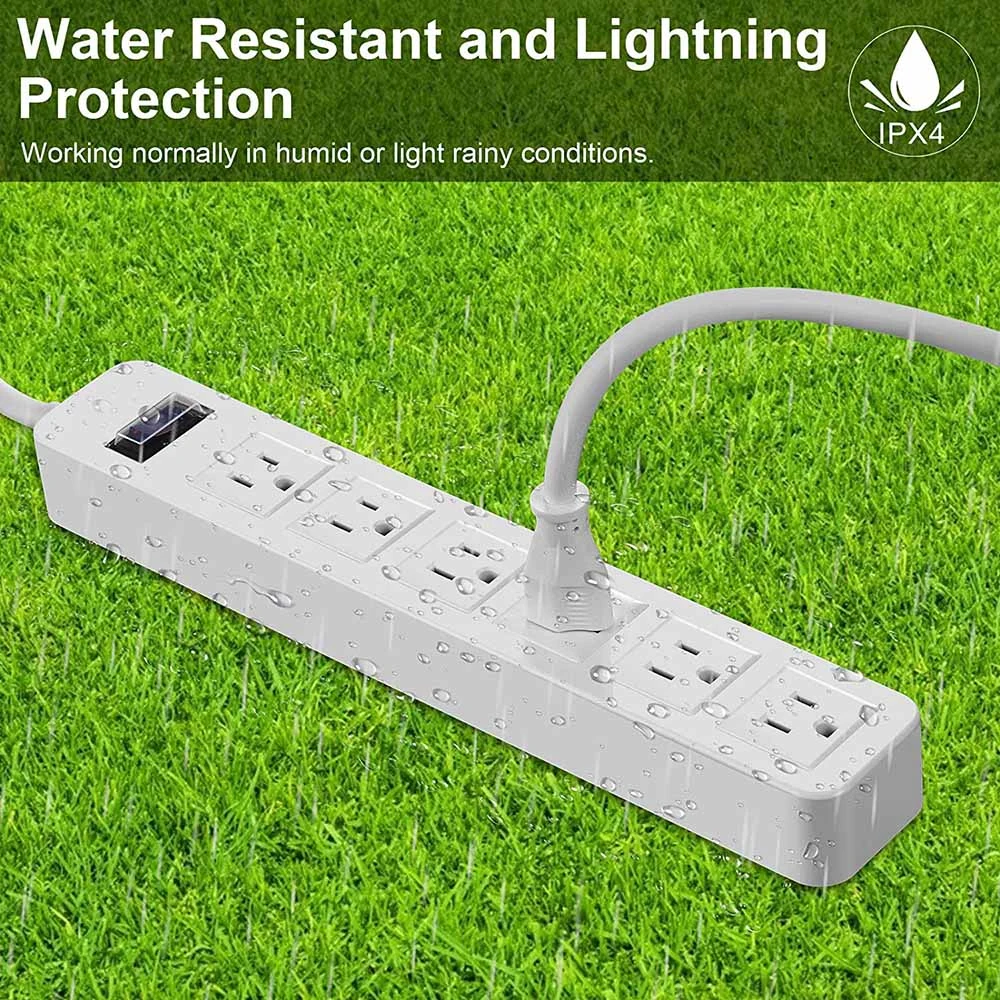 Surge Protector Outdoor Power Strip 6 Outlets American Socket