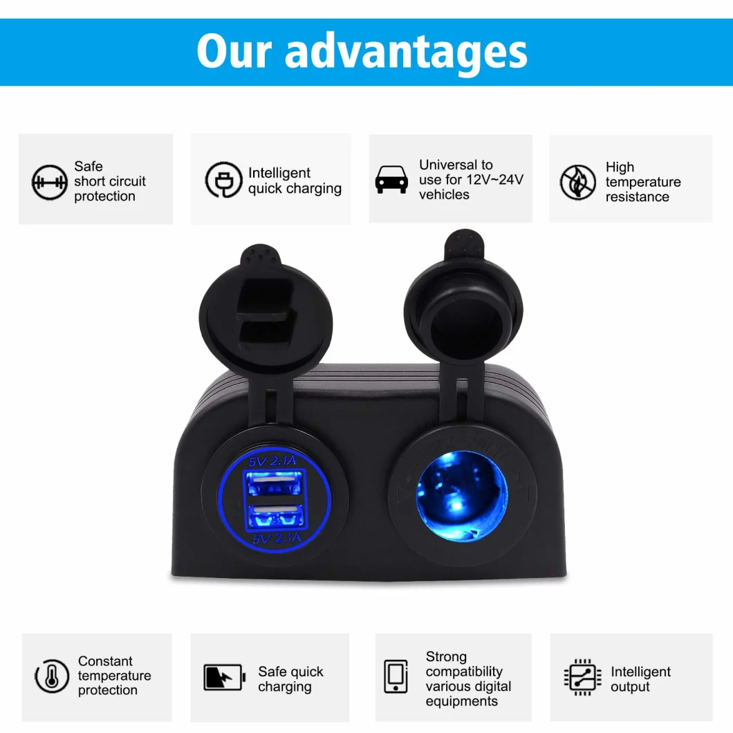 USB Charger Socket Quick Charge 3.0 USB Car Charger Power Outlet Adapter