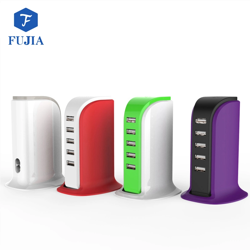 5 Port Family Charger Multi-Port Desktop USB Charger, Quick Charge 2.0 USB Charger Docking Station