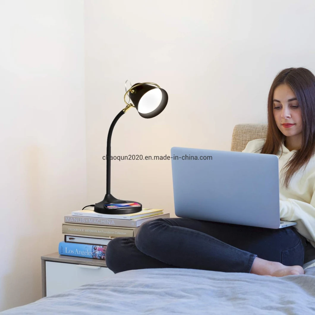 Amazon Hot Sale Smart LED Desk Lamp with Wireless Fast Charger USB Charging Port Touch Control Table Lamp for Home Office Reading Living Room