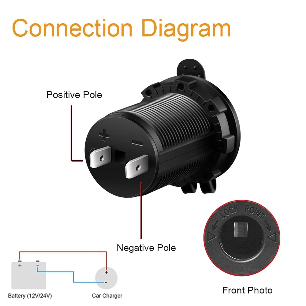 12V Car Marine Motorcycle ATV RV Lighter Socket Power Outlet Socket Receptacle Water