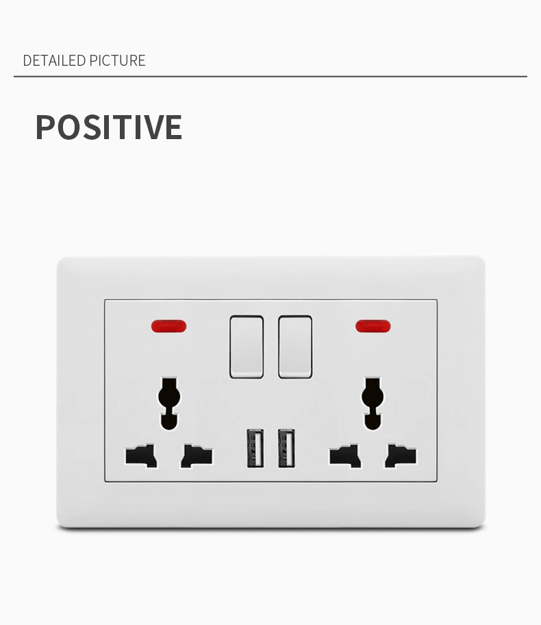 Switched Duplex Multifunction Mf Wall Electrical Power Socket with USB