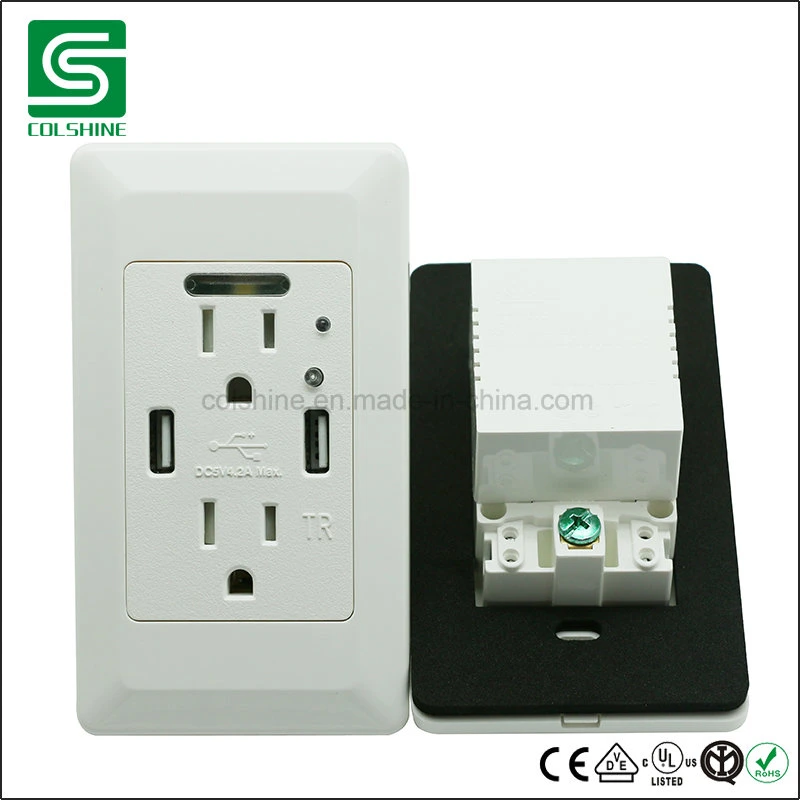 ETL 4.2A American Standard Duplex Electrical USB Wall Socket Outlet