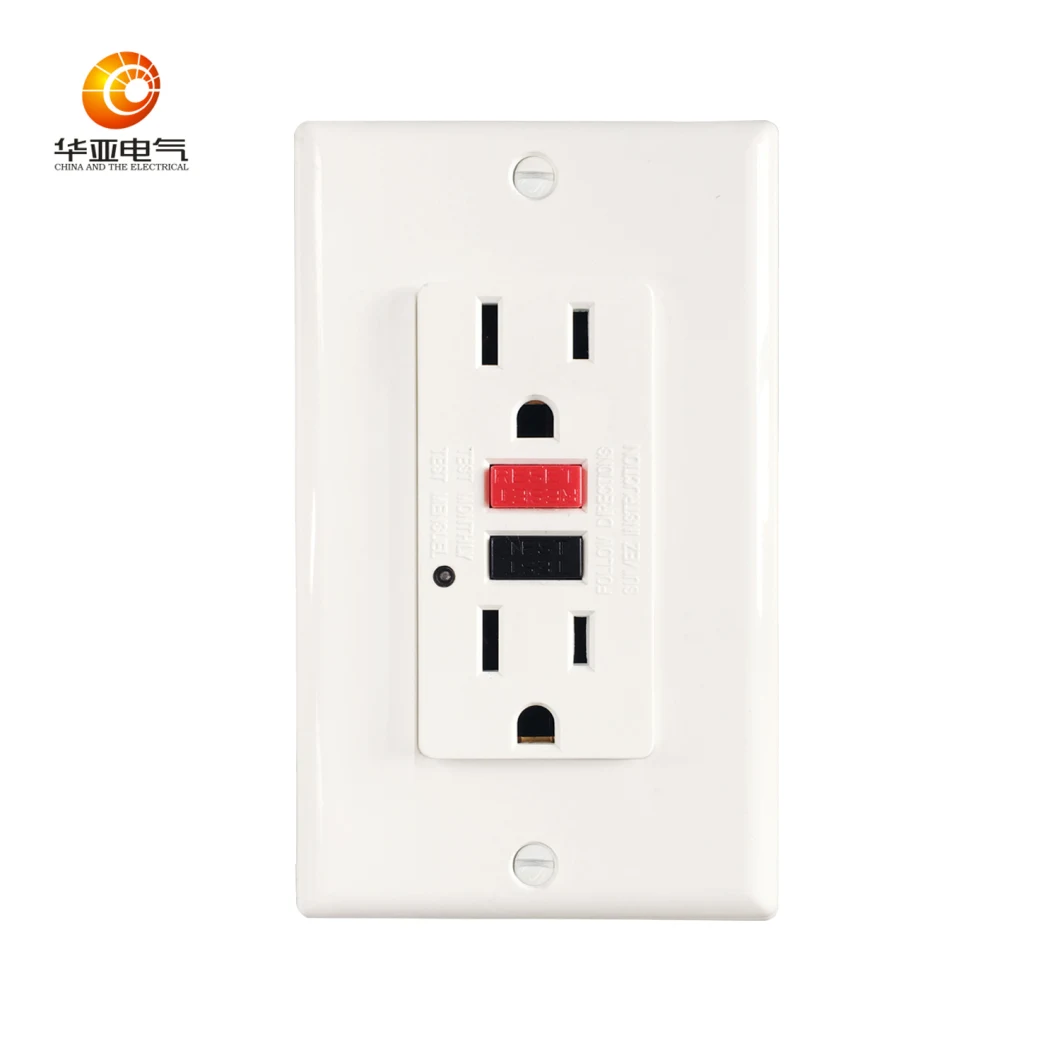 Self-Test GFCI 15A 125V American GFCI Receptacle Outlet with LED Light Indicator ETL Listed
