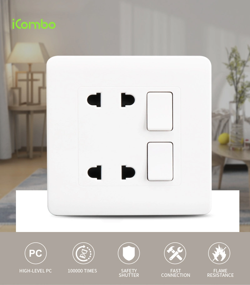 High Quality Wall Mounted Electrical Power Socket Outlet Light Switch
