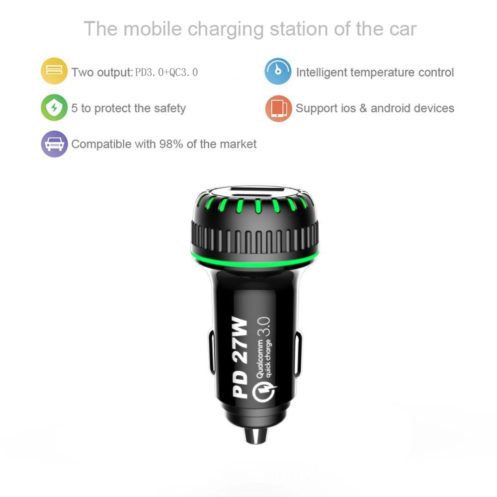 Dual Ports USB and Type C Cellphone Car Charger 24V 5A Multi USB Fast Car Charger