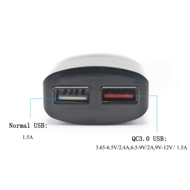 QC3.0 Travel Charger Dual USB Wall Charger+USB Cable