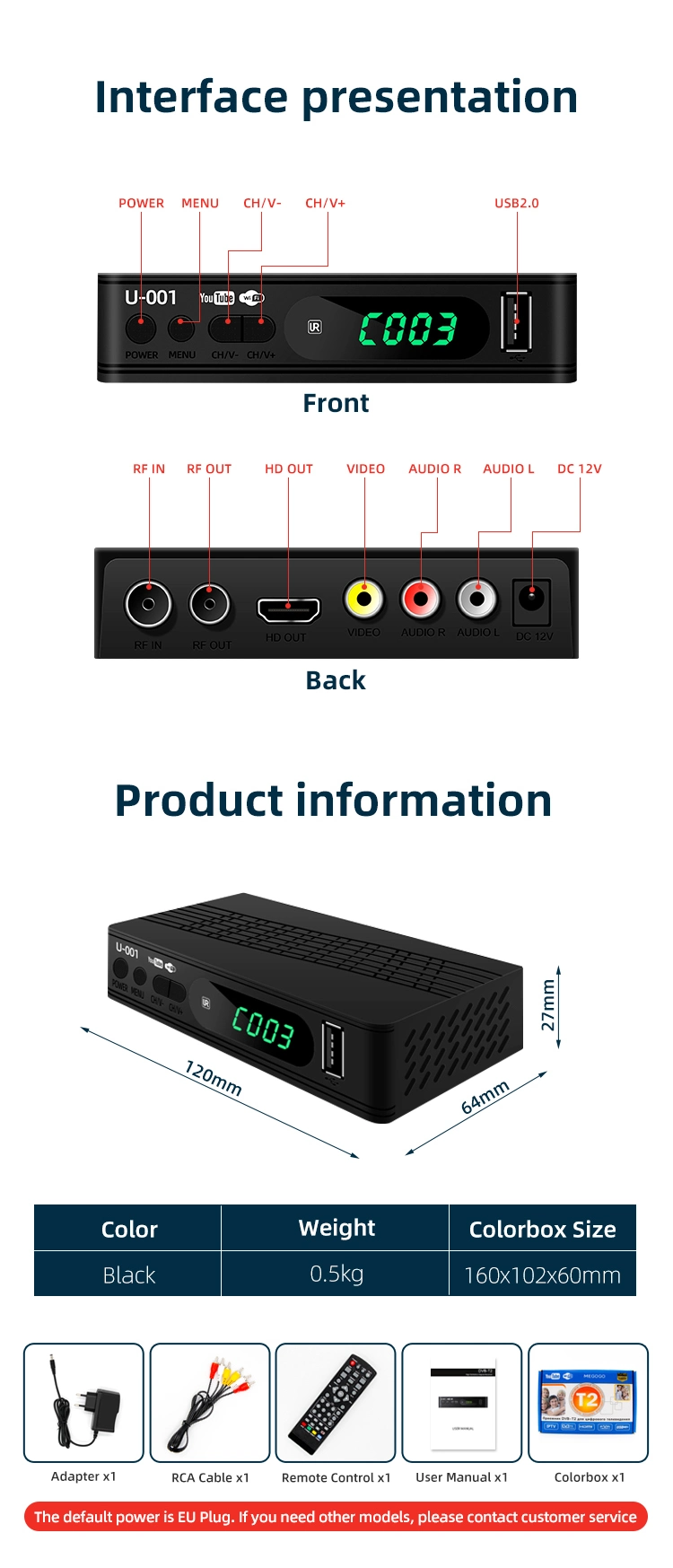 Mini Digital Set Top Box DVB-T2 Scart TV Tuner